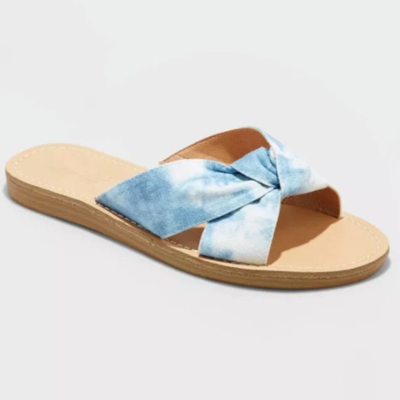 Universal Thread Melody Knotted Slide Sandals Blue 10 - Picture 1 of 6